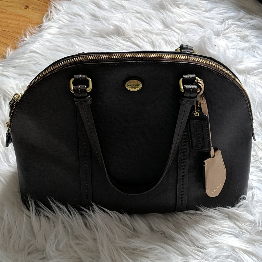 Chocolate brown  coach shoulder bag with strap